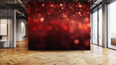 Abstract red bokeh Christmas background Wall mural