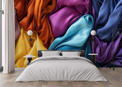 Background of colorful silk fabrics Wall mural