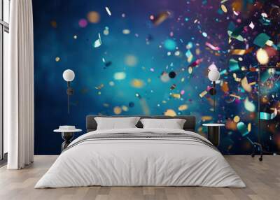 Celebration and colorful confetti party. Blur abstract background Wall mural