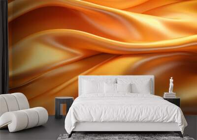 Closeup of rippled orange satin fabric as background texture Wall mural