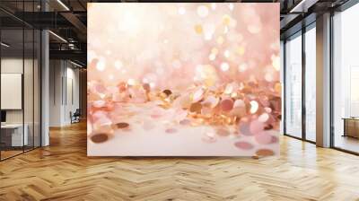 Festive and light pastel soft pink and gold confetti party favors Wall mural