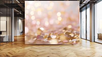 Festive and light pastel soft pink and gold confetti party favors Wall mural