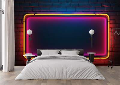 Frame of multicolored led bulbs on black background Wall mural