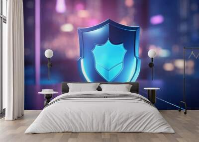 Shield protect icon, security protection and health insurance, blurred background Wall mural