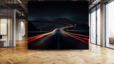 Winding road at night Wall mural