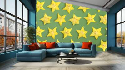 Colorful fruit pattern of fresh carambola Wall mural