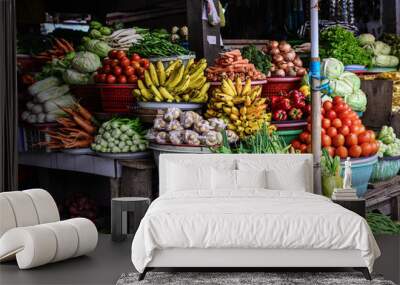 Fruits and vegetable at local asian market Wall mural