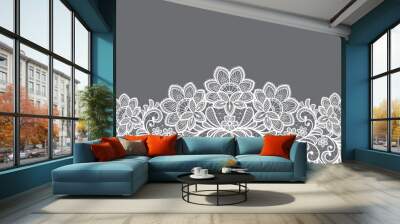 lace seamless flowers decoration element. lace ribbon Wall mural