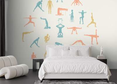 Yoga poses with props in vector. Wall mural