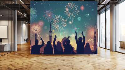 celebrate eid with fireworks Wall mural