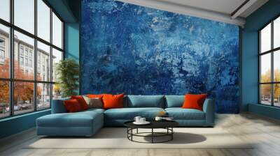 An abstract blue background with rough textures and visible scratches, perfect for creative design projects and digital artwork. Wall mural