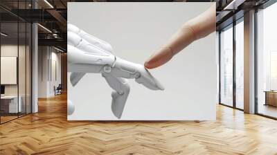 Robot hand and human hand reaching out to touch. Futuristic technology and artificial intelligence concept. Wall mural