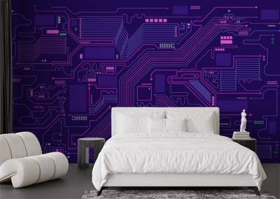 Digital circuit board elements abstract background Wall mural