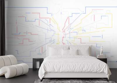 Digital geometric data network elements background Wall mural