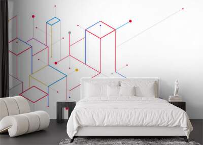 Digital geometric tech elements abstract background Wall mural