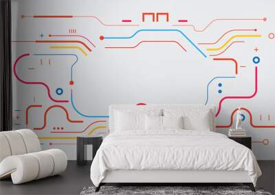 Digital geometric tech elements abstract frame Wall mural