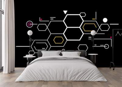 flat hexagon tech background Wall mural