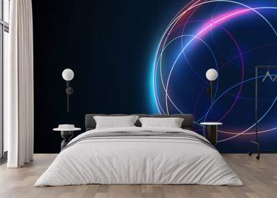 Futuristic globe data network elements abstract Wall mural