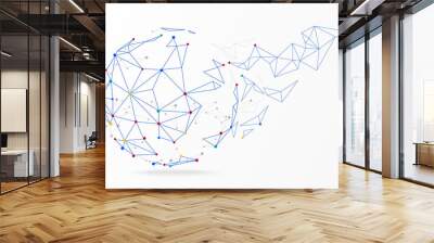 Polygonal futuristic globe data network elements Wall mural