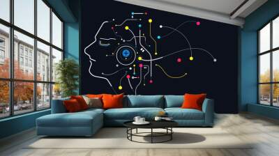 Tech head computer artificial geometric elements Wall mural