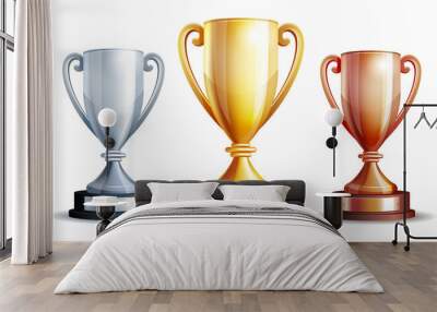 Vector gold, silver and bronze winners cup. Wall mural