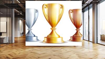 Vector gold, silver and bronze winners cup. Wall mural