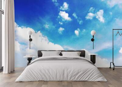 Fantastic soft white clouds against blue sky background Wall mural