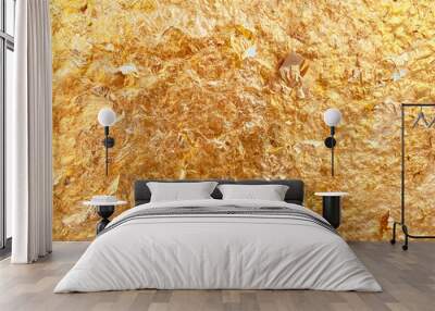 Texture of the gold leaf, Gold background, Picture from Buddha image Back Wall mural