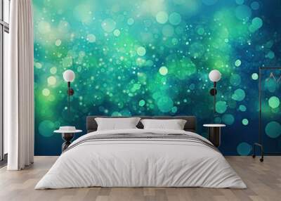 Shining abstract blue green background with bokeh effect Wall mural