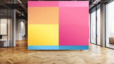 Simple abstract background in blue pink and yellow color, empty space for text and design Wall mural