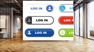 Internet log in buttons set. Sign icon label login. Web button on transparent background. Wall mural