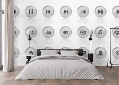 Media player buttons set Wall mural