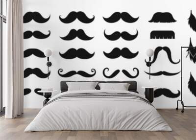 Mustache and beard icon set vector. Sillhouettes of moustache vector collection isolated on transparent background Wall mural