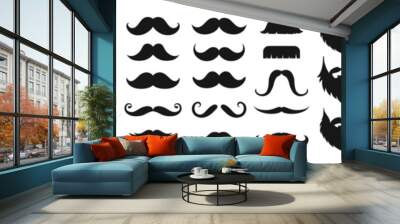 Mustache and beard icon set vector. Sillhouettes of moustache vector collection isolated on transparent background Wall mural