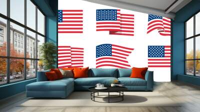 USA flag vector american national symbol of united states. Stripes flags united states with stars. American national symbol isolated on transparent background. Wall mural