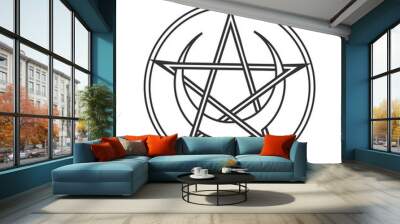 vector for wiccan and occult esoteric community: pentacle or pentagram of wicca with crescent moon i Wall mural