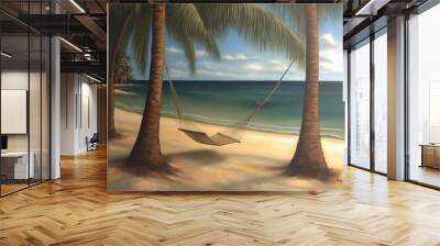 hammock on beach Wall mural