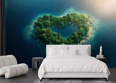 Heart Shaped Tree Island Paradise Wall mural