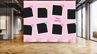 Happy birthday card, happy birthday photo frames Wall mural