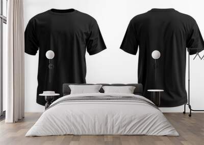 Black t -shirt mockup front and back isolated on transparent background Wall mural