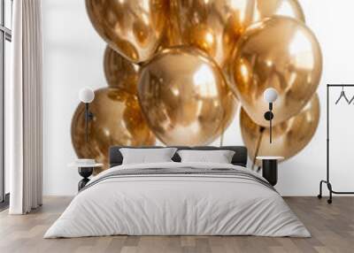 a bunch of gold balloons are tied together Wall mural