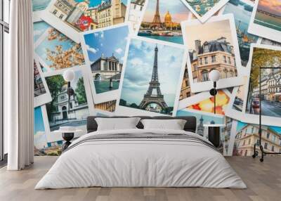 A collage of photos of Paris, including the Eiffel Tower Wall mural