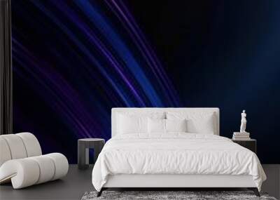 A long, curvy line of blue and purple colors. The colors are bright and vibrant, creating a sense of energy and movement. The line seems to be flowing and twisting, almost as if it's alive Wall mural