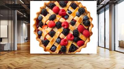 A pie with blueberries, raspberries, and blackberries Wall mural