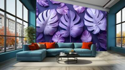 A purple background with many purple leaves Wall mural