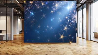 A starry sky with a bright light shining on it Wall mural