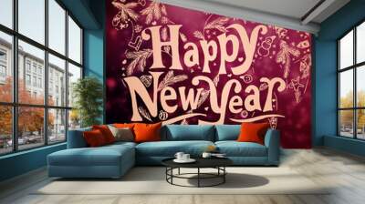 New year greeting card Wall mural