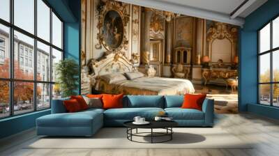 Baroque aristocratic style bedroom interior design in a luxury home.
 Wall mural