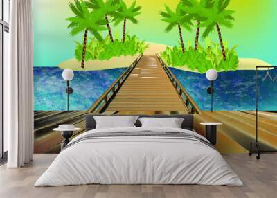 bridge between two islands  Wall mural