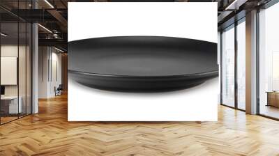 empty black round plate isolated on a white background Wall mural